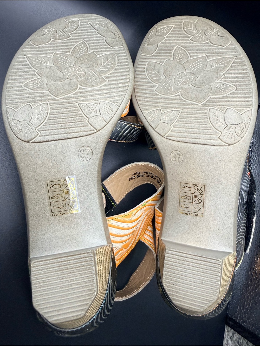 Springstep L’Artiste - Women's Strappy Sandals in Orange with Floral Accent - Picture 7 of 11
